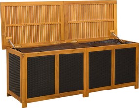 vidaXL Kerti Tároló Doboz 243 L Tömör Akácfa 150 x 50 x 56 cm Fekete