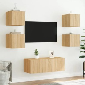 sonoma tölgy színű fali TV-szekrény LED-ekkel 30,5x35x30 cm