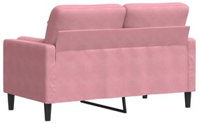 vidaXL 2 személyes rózsaszín bársony kanapé díszpárnákkal 120 cm