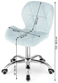 Dolgozószobai szett – összecsukható íróasztal ZARIMO 80×40 cm, fehér + irodai szék AVOLA VELVET világoskék