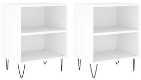 vidaXL 2 db fehér szerelt fa éjjeliszekrény 40 x 30 x 50 cm