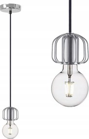 Függő Mennyezeti Lámpa Ezüst Króm Szimpla Foglalat E27 Loft