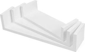 Fali polc 3 db-os szett, 30/35/40 cm, magasfényű fehér