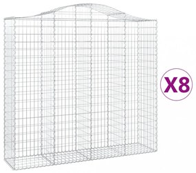 8 db íves horganyzott vas gabion kosár 200x50x180/200 cm