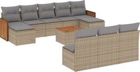 vidaXL 11 részes bézs polyrattan kerti ülőgarnitúra párnákkal