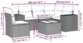 6 részes barna polyrattan kerti ülőgarnitúra párnával