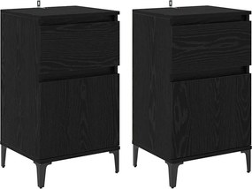 vidaXL Éjjeliszekrény 2 pcs Fekete tölgy 40 x 35 x 70 cm Faanyag