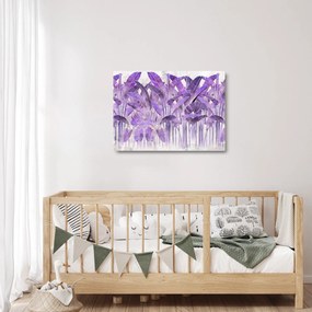 Kép - Lila levelek vakolatban (üvegen) (70x50 cm)
