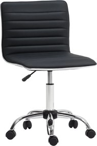 HOMCOM Irodai Szék Műbőr Anyagból, Magasságállítható Forgószék 120 kg Terhelhetőséggel, Sminkszék Tanuláshoz, Hálószobába - Fekete | Aosom