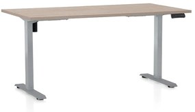OfficeTech B állítható magasságú asztal, 160 x 80 cm, szürke alap, tölgy