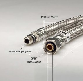 Csaptelep-bekötőcső készlet woo-1502, 2 darab, M10 és G3/8 csatlakozással, 40 cm, többféle színű kivitelben