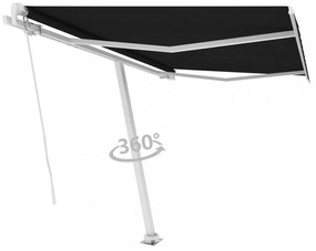 antracitszürke kézzel kihúzható póznás napellenző 300 x 250 cm