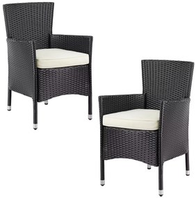 Deuba polyrattan fotel 2 darabos - fekete/krémszínű párnák