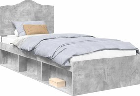 vidaXL Ágykeret fejtámlával Beton 90 x 200 cm Tömör fenyőfa