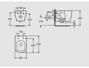 AREZZO design CHARLTON Rimless függesztett wc AR-401