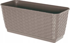 Mokka Rattan virágláda balkonláda alátéttel, erkélyre, teraszra, ablakpárkányra, 40 cm