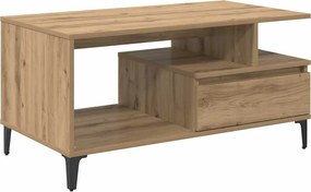 vidaXL Dohányzóasztal fiókkal Artisan tölgy 90 x 49 x 45 cm Faanyag