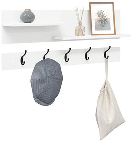 Fali Kabáthorog polcokkal Fehér 90 x 15 x 36 cm Faanyag