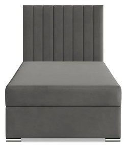 Agen egyszemélyes ágy, bársony, ágyneműtartóval, sötétszürke