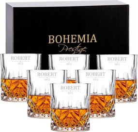 6 db-os whisky kristály pohár szett gravírozott név logó ajándék születésnap