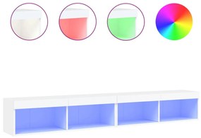 2 db fehér TV-szekrény LED-világítással 100x30x30 cm
