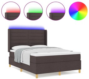 Boxspring Ágy Mattal és LED világítással Sötétbarna 160x200 cm Szövet