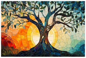 Kép – Mozaik – nap és fa I. (90x60 cm)