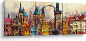 Kép - Ősz a festett városban (órával) (90x30 cm)