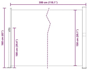 veranda, terasz válaszfal 160 x 300 cm krémszínű