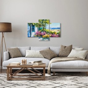 Kép a ház előtti kertről, olajfestmény (90x60 cm)
