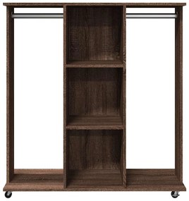 barna tölgy szerelt fa ruhásszekrény kerékkel 102 x 38 x 110 cm