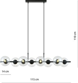 Emibig modern függeszték rory fekete átlátszó emi1206/8