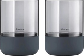 Calma 2 db szürke üveg gyertyatartó beton talpazattal - Blomus