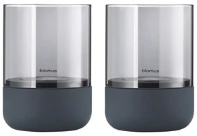 Calma 2 db szürke üveg gyertyatartó beton talpazattal - Blomus