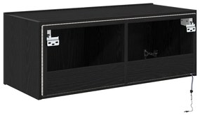 LED világítással ellátott TV faliszekrény Fekete tölgy 80x35x31 cm