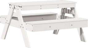 vidaXL tömör fenyőfa fehér piknikasztal gyerekeknek 88 x 97 x 52 cm