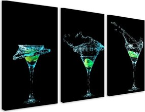 Vászonkép nappaliba Martini triptichon falra lime 90x180