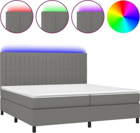 vidaXL sötétszürke szövet rugós és LED-es ágy matraccal 200x200 cm