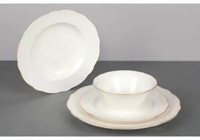 24 részes porcelán étkészlet, fehér/arany