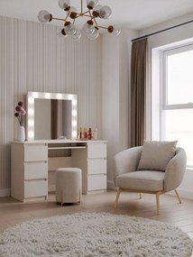 Marina fésülködő asztal, 130x76x51 cm, kasmír