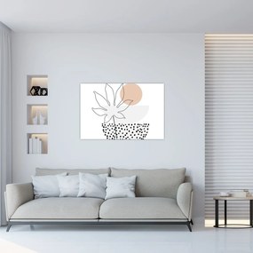 Kép - Vonal művészet virágok N⁰3 (90x60 cm)