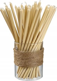 Gyertya fehér bézs méhviasz hagyományos rituális dekoráció 20cm 50 db