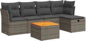vidaXL 6 részes szürke polyrattan kerti ülőgarnitúra párnákkal