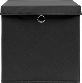 4 db fekete szövet tárolódoboz fedéllel 32 x 32 x 32 cm