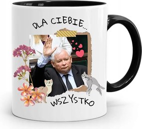 Bögre Fekete Vicces Pis Jaroslaw Kaczynski nyomott mintával