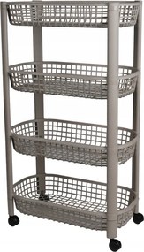 Mobil tárolókocsi, 4 polccal, barna, 46,5x26x78,8cm