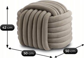 Fonott puff bézs színben, bársony kárpittal, MAGMA