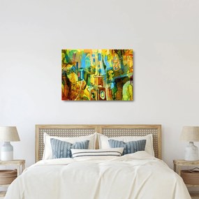 Kép - Építészet, kubista absztrakció (üvegen) (70x50 cm)