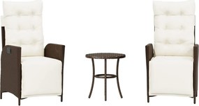 vidaXL 3 részes barna polyrattan bisztrógarnitúra párnákkal