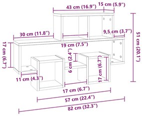 autó alakú sonoma tölgy színű szerelt fa fali polc 82x15x51 cm